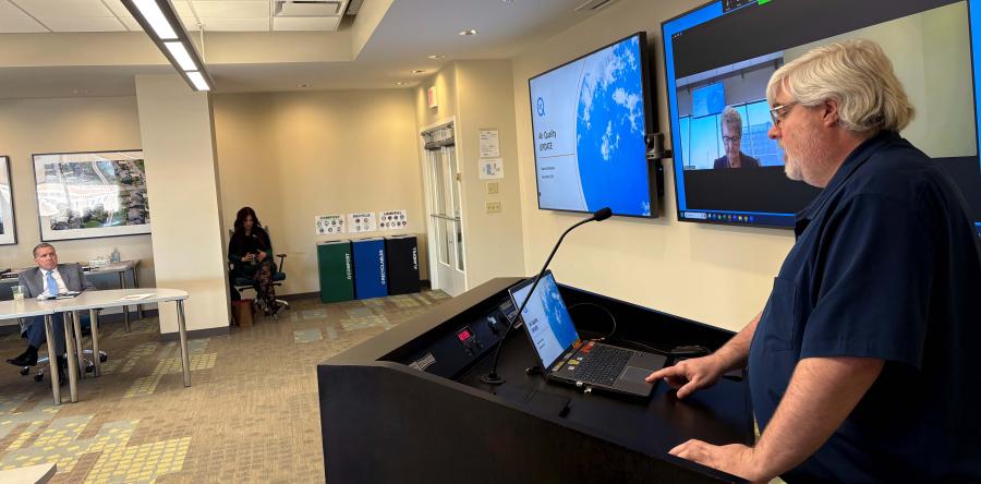 Doug Norsby, MARC air quality senior planner, speaks to the MARC Board about the 2025 ozone season.